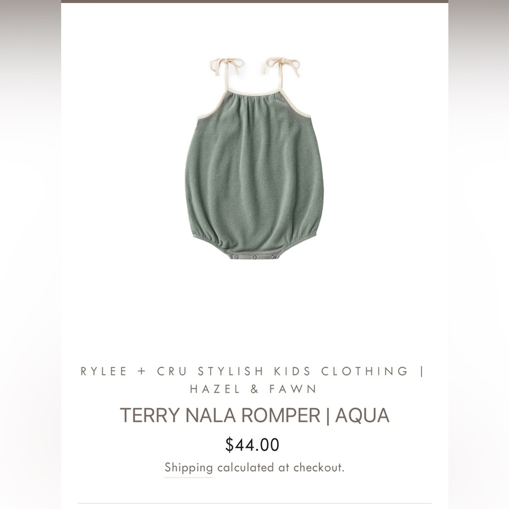 Rylee + Cru Terry Nala Romper - Aqua